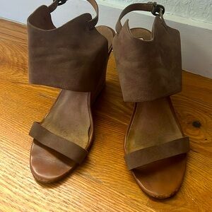 Halogen suede wedge sandals sling back